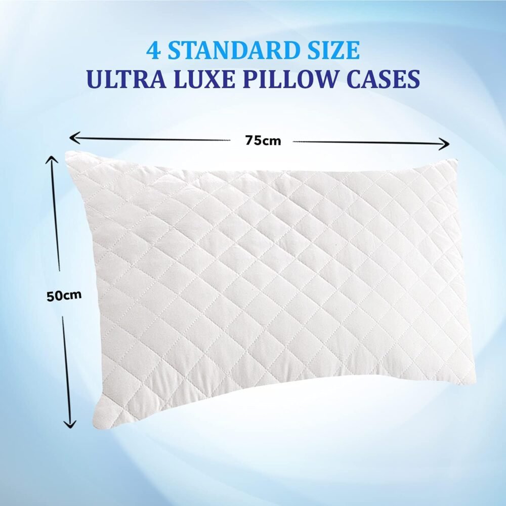 Eutony 4 Pack Quilted Zipped Pillow Protectors 50 x 75cm - Image 3