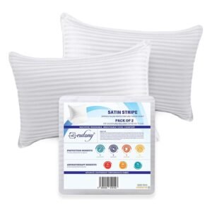 Eutony 2 Pack Satin Stripes Pillow Protectors 50 x 75cm