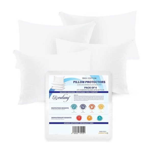 Eutony 4 Pack 100% Cotton Pillow Protectors 50x75cm
