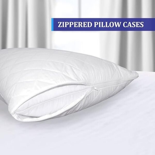 Eutony 2 Pack Quilted Zipped Pillow Protectors 50 x 75cm - Image 2