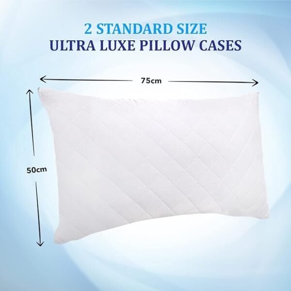 Eutony 2 Pack Quilted Zipped Pillow Protectors 50 x 75cm - Image 3