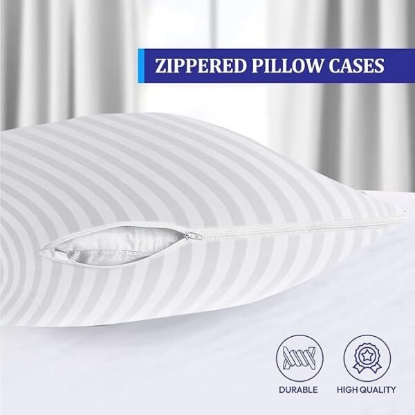 Eutony 2 Pack Satin Stripes Pillow Protectors 50 x 75cm - Image 2