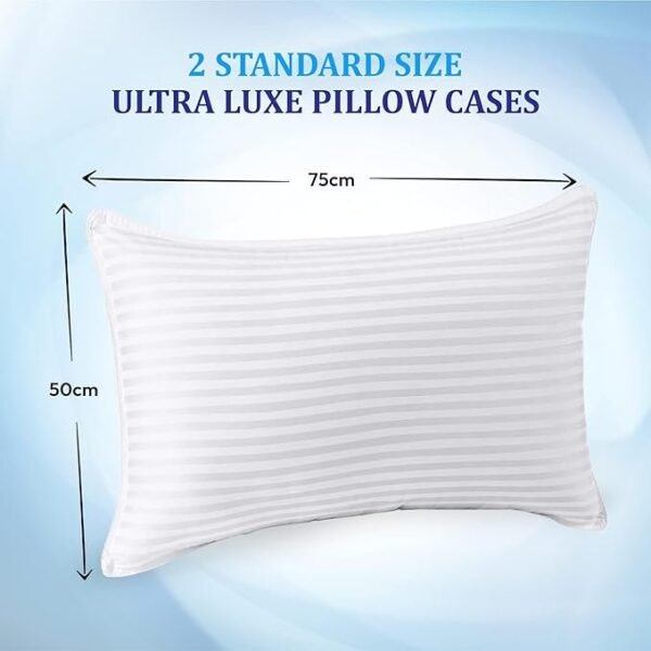 Eutony 2 Pack Satin Stripes Pillow Protectors 50 x 75cm - Image 4