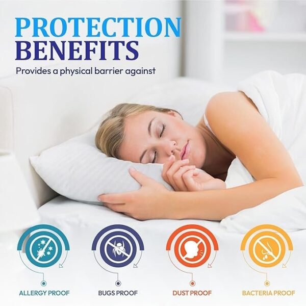 Eutony 2 Pack Satin Stripes Pillow Protectors 50 x 75cm - Image 5